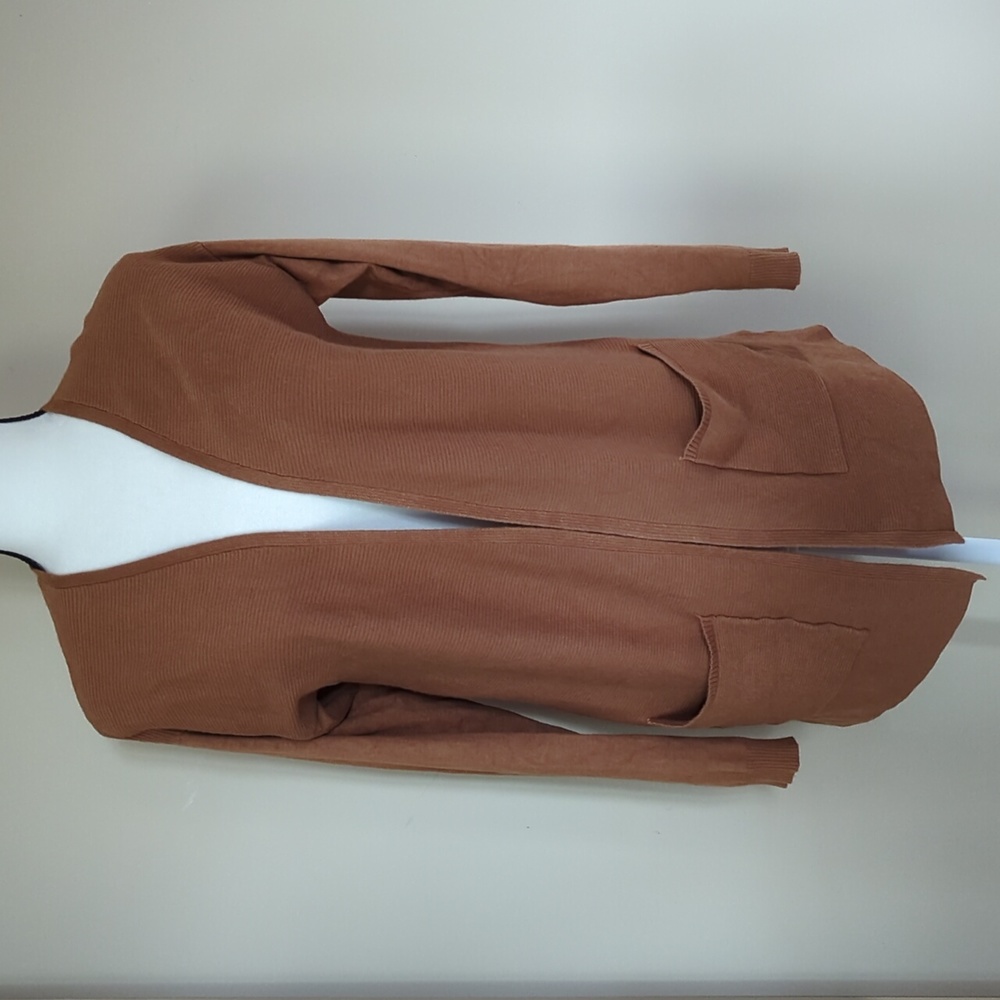 Time and Tru Open Front Cardigan Sweater MEDIUM 8/10 Brown Oak
